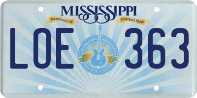MS license plate LOE363