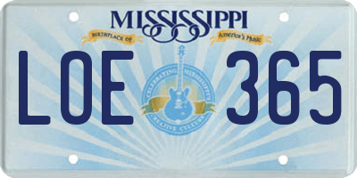 MS license plate LOE365