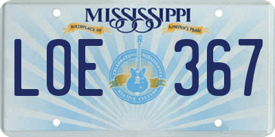 MS license plate LOE367