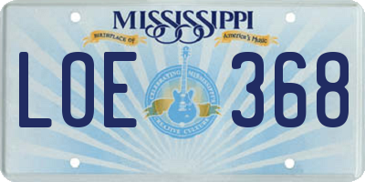 MS license plate LOE368