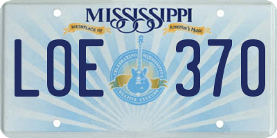 MS license plate LOE370