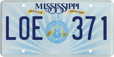 MS license plate LOE371