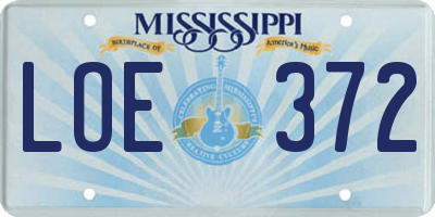 MS license plate LOE372