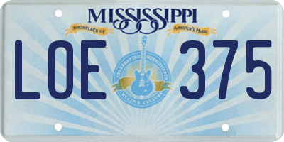 MS license plate LOE375
