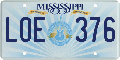 MS license plate LOE376