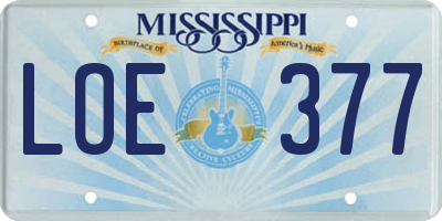 MS license plate LOE377