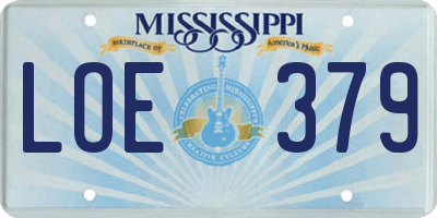 MS license plate LOE379