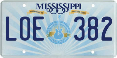 MS license plate LOE382
