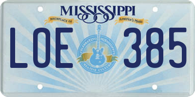 MS license plate LOE385