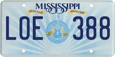 MS license plate LOE388