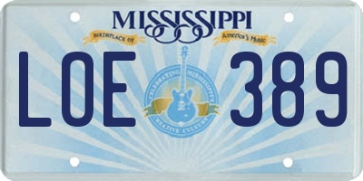 MS license plate LOE389