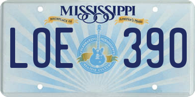 MS license plate LOE390