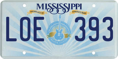 MS license plate LOE393