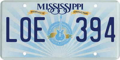 MS license plate LOE394