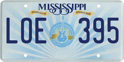 MS license plate LOE395