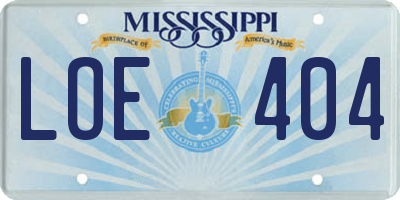MS license plate LOE404