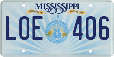 MS license plate LOE406