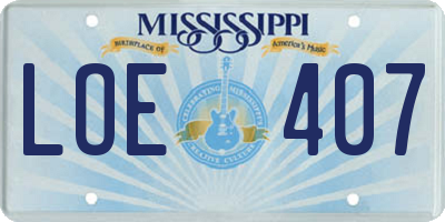 MS license plate LOE407