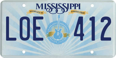 MS license plate LOE412