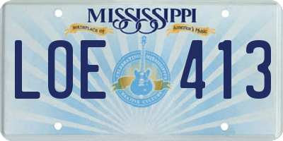 MS license plate LOE413