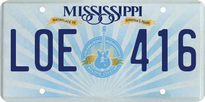 MS license plate LOE416