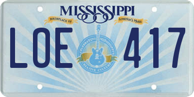 MS license plate LOE417