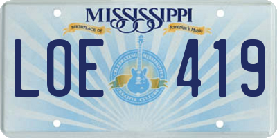 MS license plate LOE419