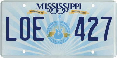 MS license plate LOE427