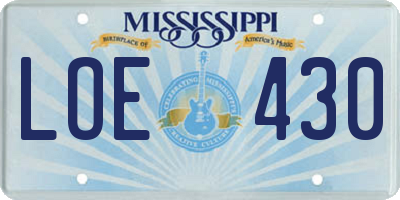 MS license plate LOE430