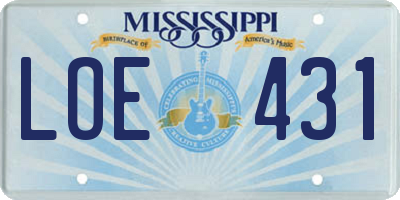 MS license plate LOE431