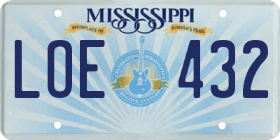 MS license plate LOE432