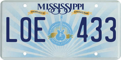MS license plate LOE433