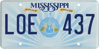 MS license plate LOE437
