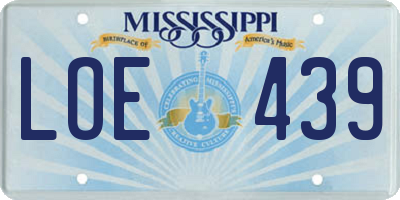 MS license plate LOE439