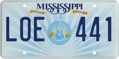 MS license plate LOE441