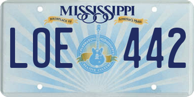 MS license plate LOE442