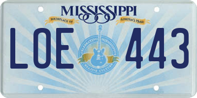 MS license plate LOE443