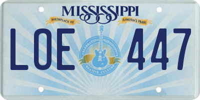 MS license plate LOE447