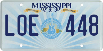 MS license plate LOE448