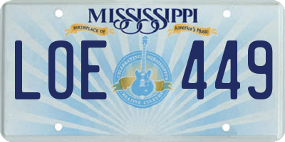 MS license plate LOE449