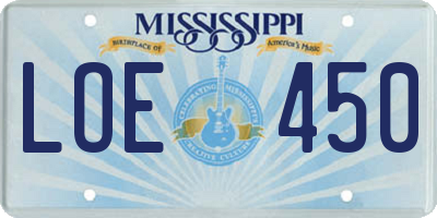 MS license plate LOE450