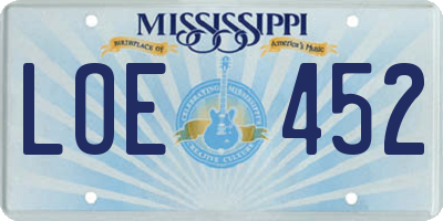 MS license plate LOE452