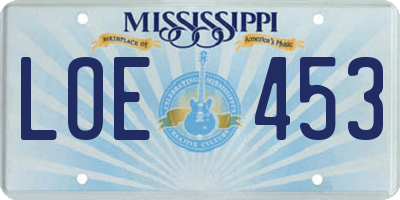 MS license plate LOE453
