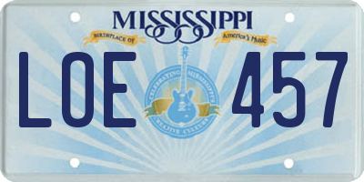 MS license plate LOE457