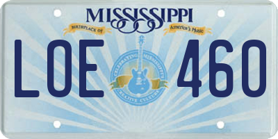 MS license plate LOE460