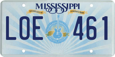 MS license plate LOE461