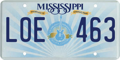 MS license plate LOE463