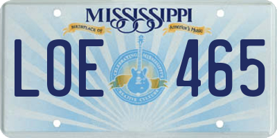 MS license plate LOE465