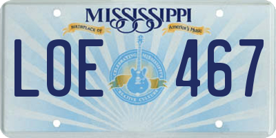 MS license plate LOE467
