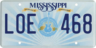 MS license plate LOE468